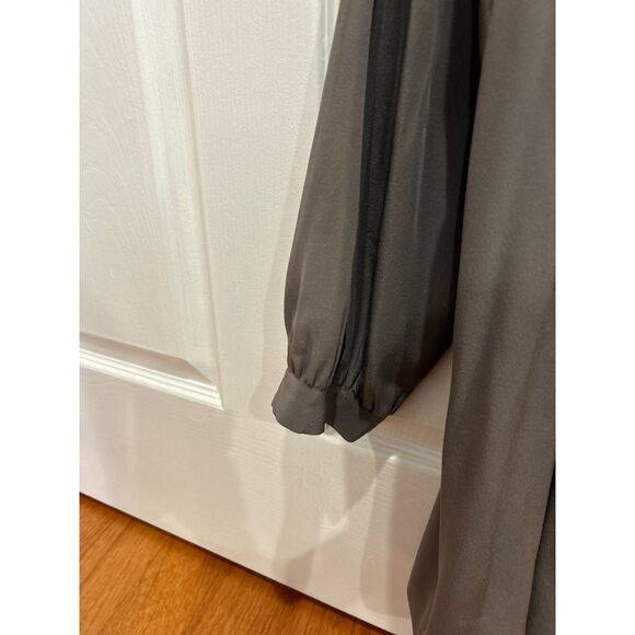 Joie Split V-Neck Blouson Sleeve Gathered Flowy Top Gray Small - Picture 3 of 6